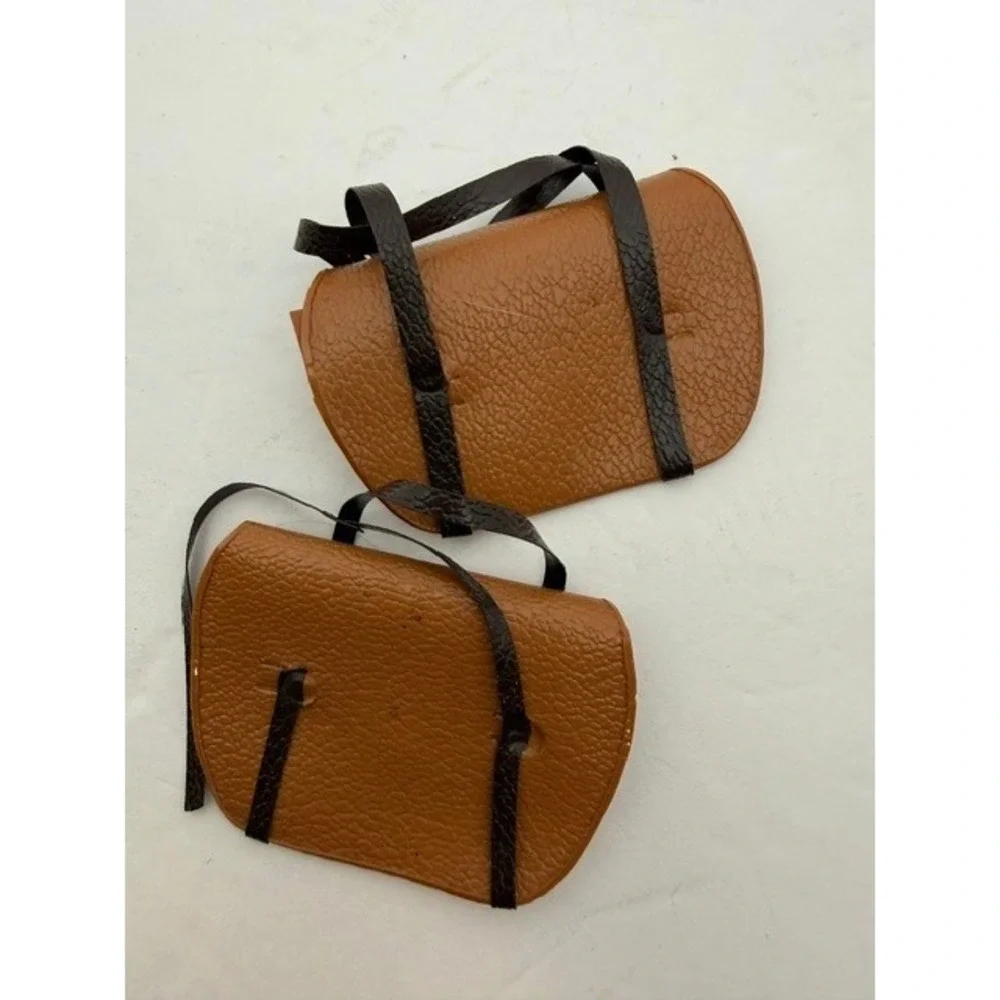 Vintage Fashion Doll Barbie messenger Saddle Bags Brown Pebbled plastic vinyl